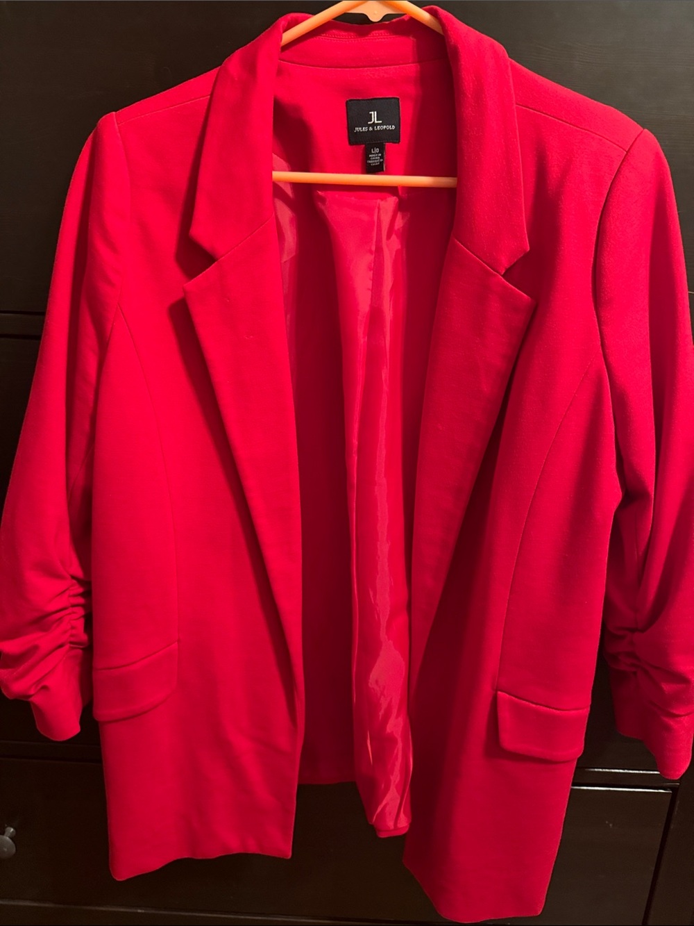 Jules & Leopold Vibrant Red Open-Front Blazer